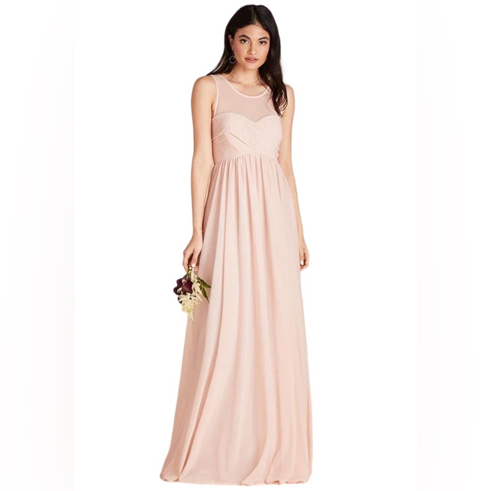 Birdy Grey Ryan Blush Pink Mesh Sleeveless Bridesmaid Formal Maxi Dress Size XS